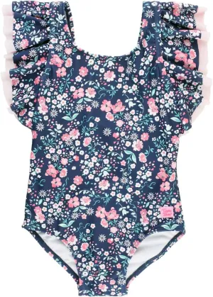 RuffleButts Baby/Toddler Girls Ruffle Strap One Piece Swimsuit w/UPF 50  Sun Protection