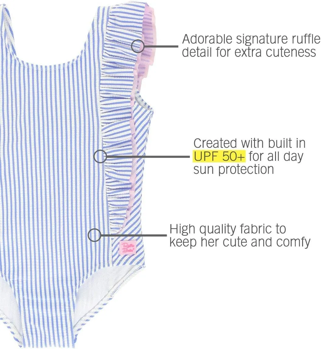 RuffleButts Baby/Toddler Girls Ruffle Strap One Piece Swimsuit w/UPF 50  Sun Protection