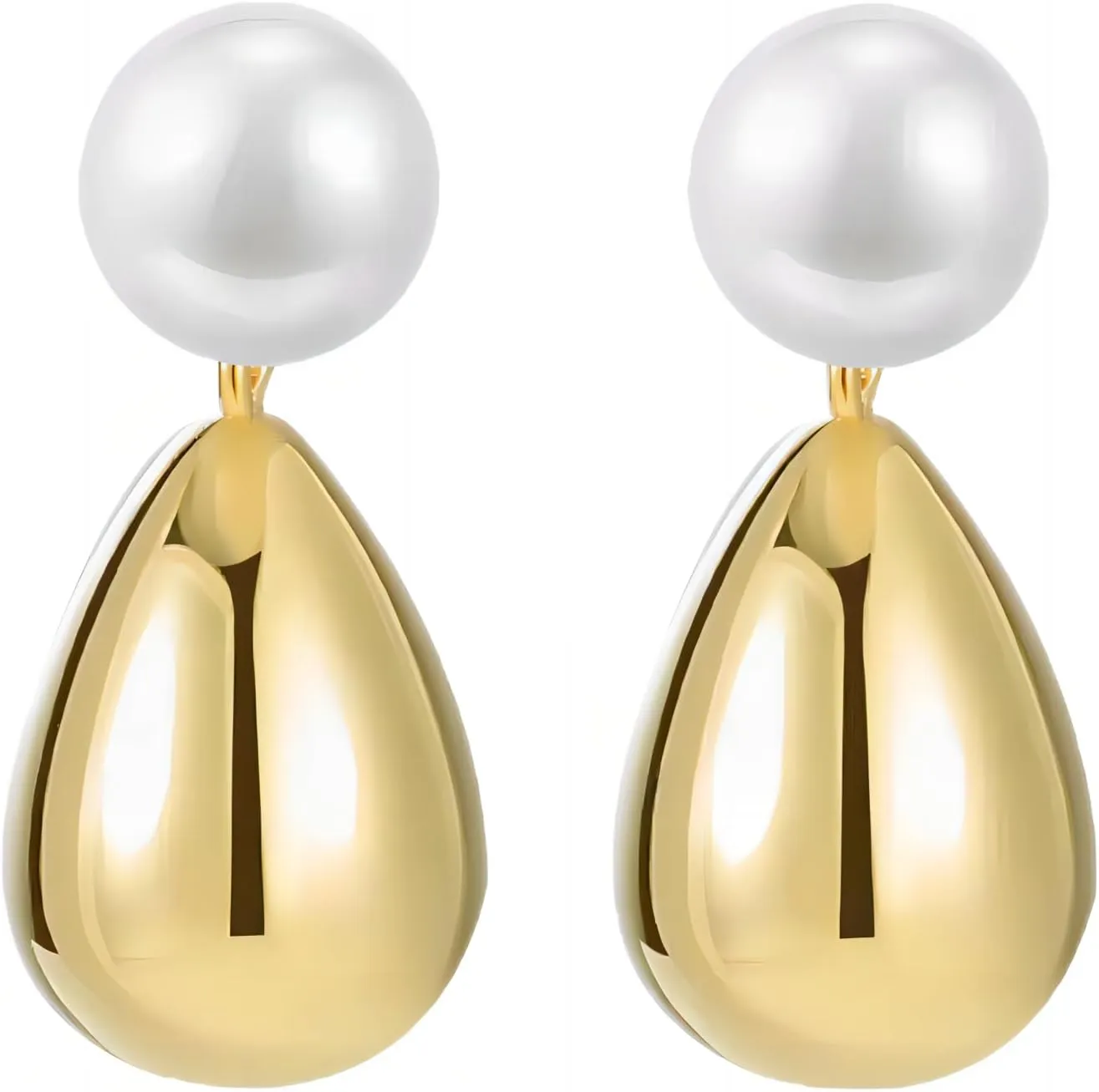 S925 Silver Post Minimalist Pearl Drop Earrings, Trendy Gold Plated Waterdrop Pearl Earrings for Women,Girls