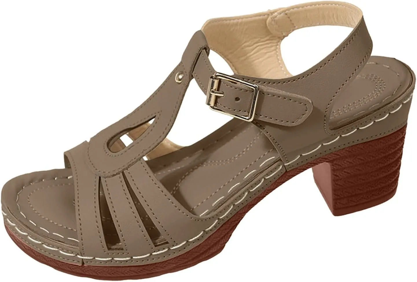 Sandals for Women 2025 Dressy Summer Wedge Slides Sandals Arch Support Breathable Hollow Out Walking Shoes Buckle Ankle Strap Adjustable Slip On Outdoor Shoes
