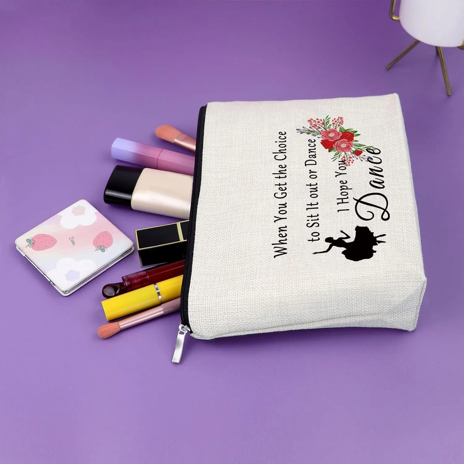 Sazuwu Dance Gifts for Women Dance Lover Gift Makeup Bag Dance Team Gift for Girls Dance Recitals Gift Cosmetic Bag Dance Teacher Appreciation Gifts Birthday Graduation Christmas Gifts Travel Bag