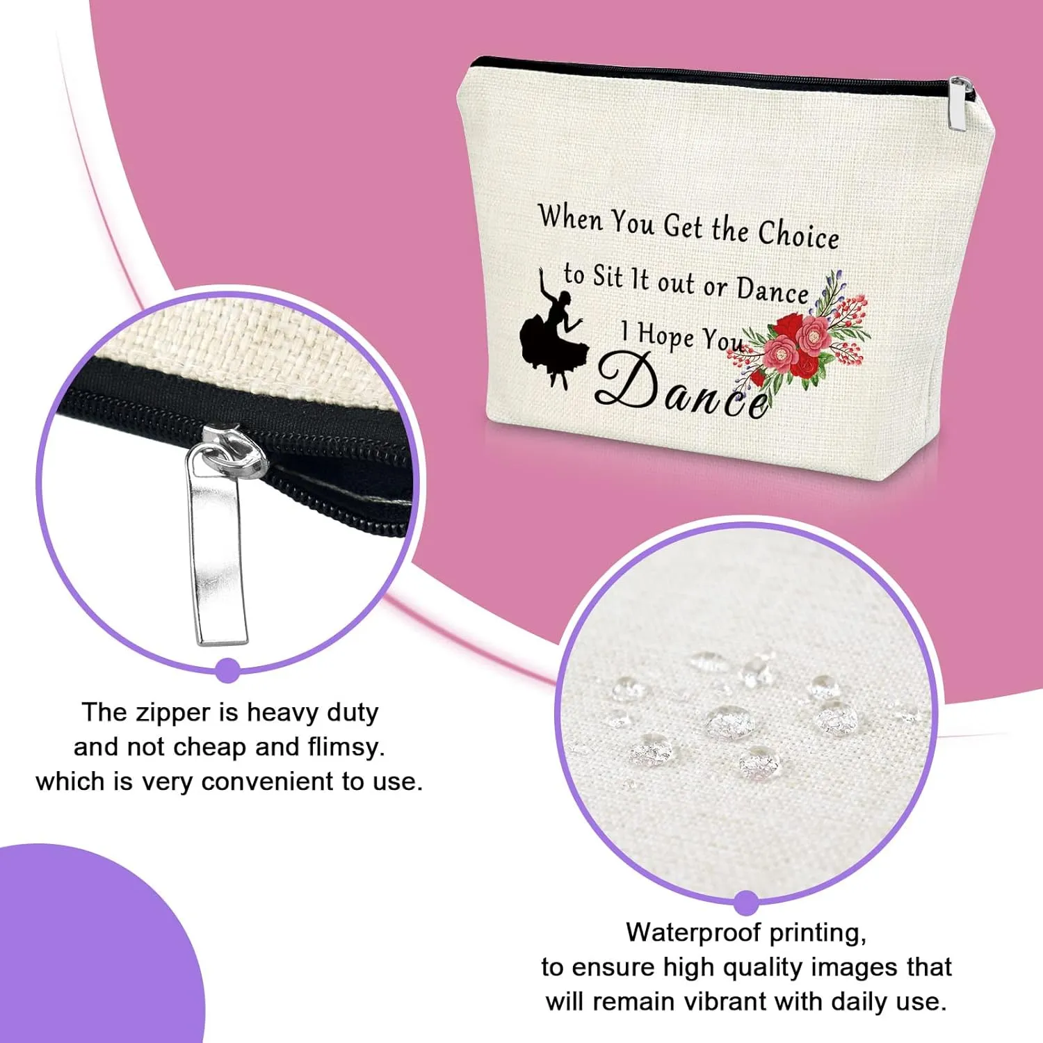 Sazuwu Dance Gifts for Women Dance Lover Gift Makeup Bag Dance Team Gift for Girls Dance Recitals Gift Cosmetic Bag Dance Teacher Appreciation Gifts Birthday Graduation Christmas Gifts Travel Bag