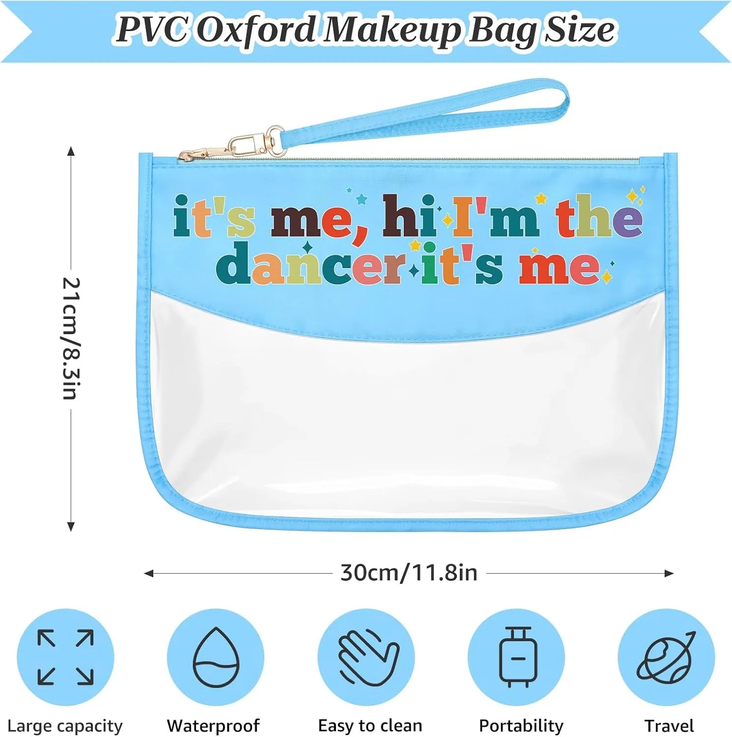 Sazuwu Dance Themed Gifts for Friends Blue Makeup Bags with Zipper Dance Team Coach Gifts Dance Teacher Appreciation Gifts Cosmetic Travel Bag Organizer Christmas Birthday Present