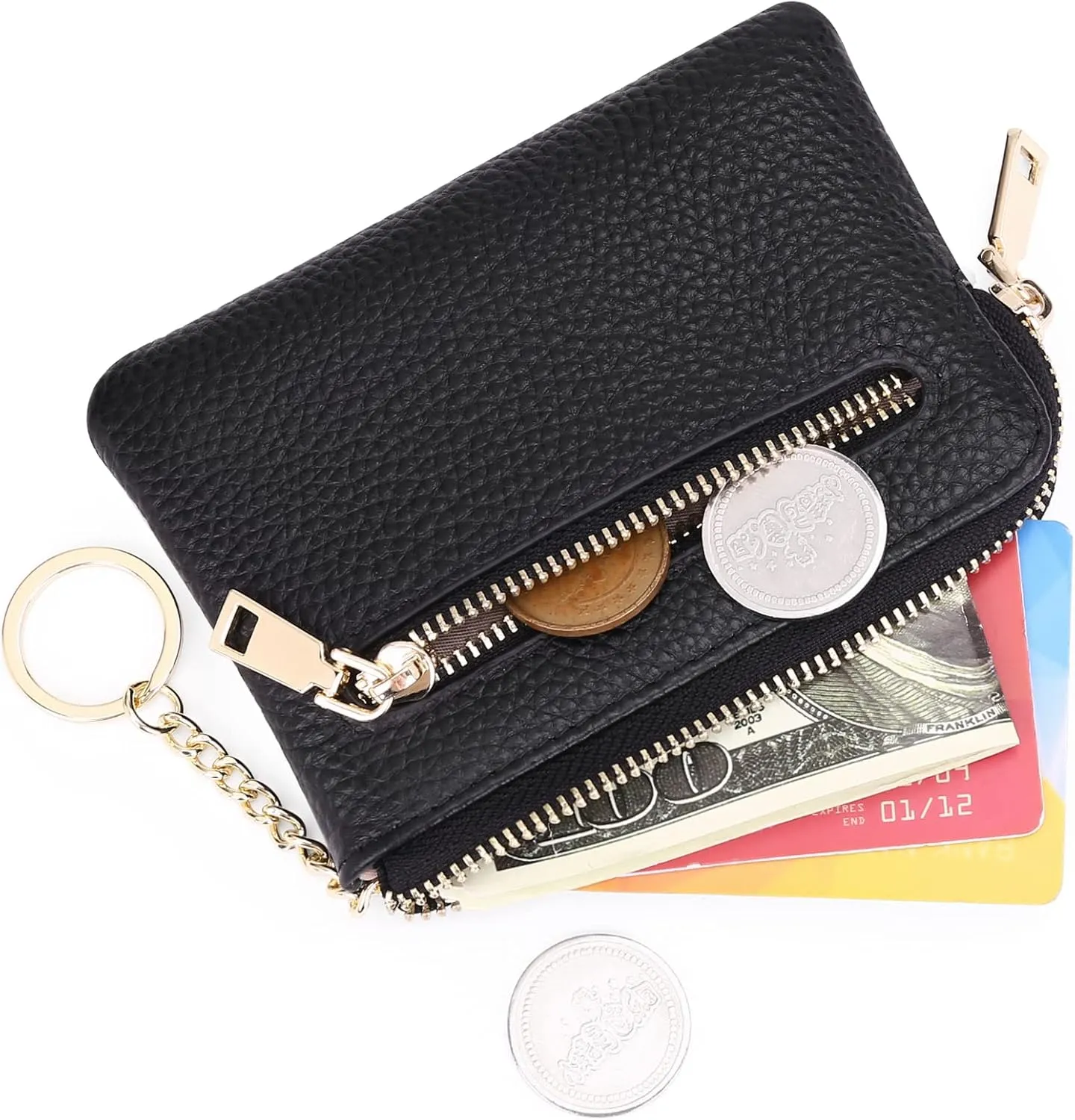 SENDEFN Coin Purse for Women, Genuine Leather Coin Purse Key Chain for Women, Coin Pouch Change Purse