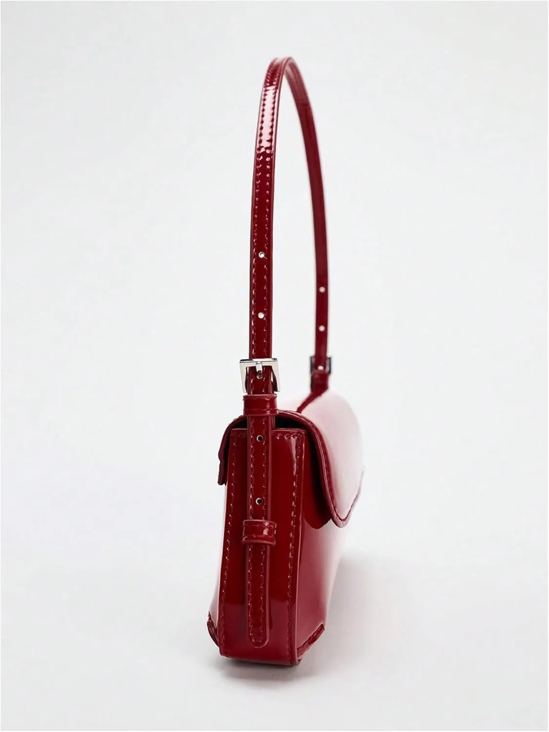 SHENHE Women's Y2k Patent Leather Shoulder Bag 90s Underarm Flap Mini Clutch Purse Handbag