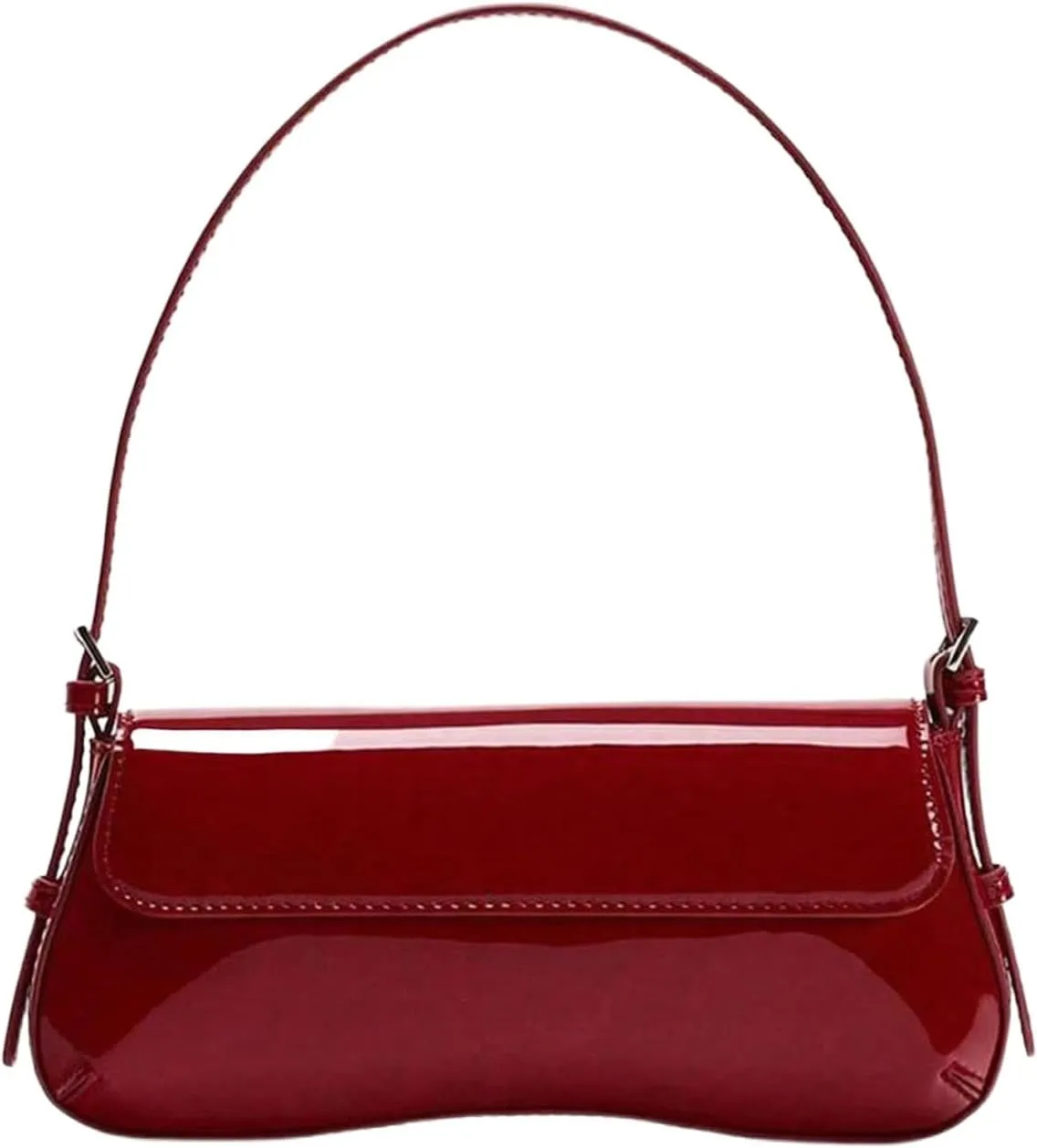 SHENHE Women's Y2k Patent Leather Shoulder Bag 90s Underarm Flap Mini Clutch Purse Handbag