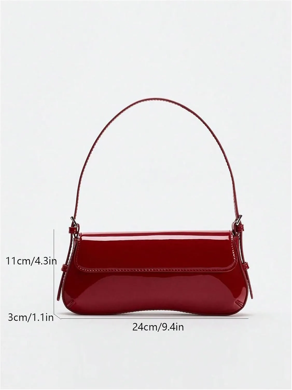 SHENHE Women's Y2k Patent Leather Shoulder Bag 90s Underarm Flap Mini Clutch Purse Handbag