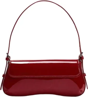 SHENHE Women's Y2k Patent Leather Shoulder Bag 90s Underarm Flap Mini Clutch Purse Handbag