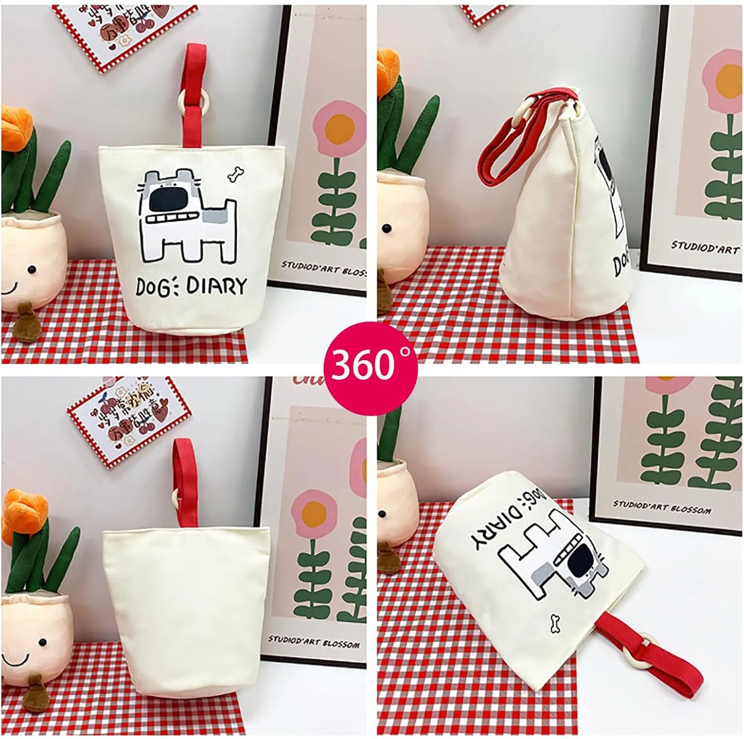 Simple Cute Canvas Tote Bag for Women Top Handle Bucket Tote, Everyday Casual Clutch Handbag Satchel Mini cotton diaper bag