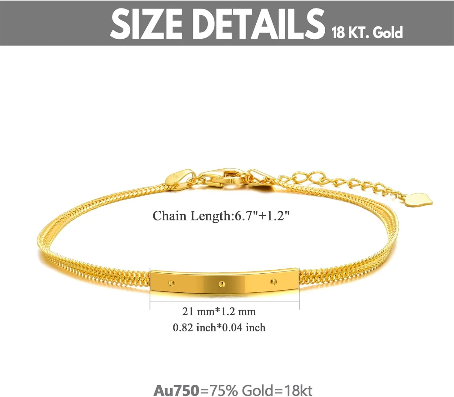 SISGEM 18K Real Gold Bracelets for Women, Delicate Gold Italian Link Chain bracelets Jewelry Anniversary Birthday Gifts for Mom, Wife