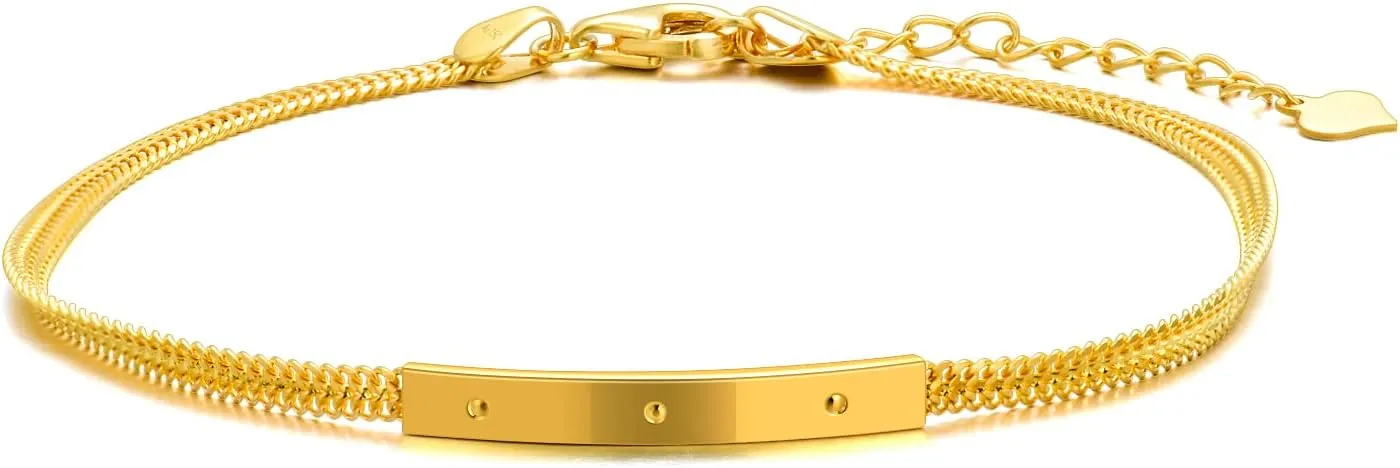 SISGEM 18K Real Gold Bracelets for Women, Delicate Gold Italian Link Chain bracelets Jewelry Anniversary Birthday Gifts for Mom, Wife
