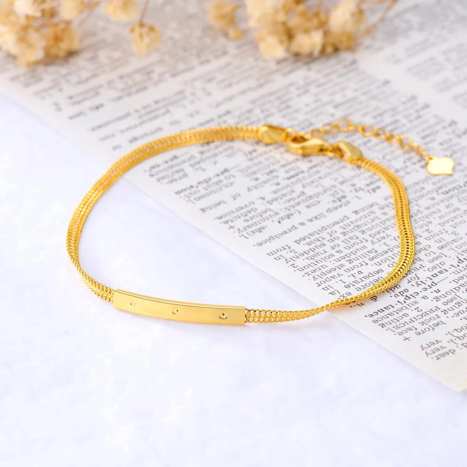SISGEM 18K Real Gold Bracelets for Women, Delicate Gold Italian Link Chain bracelets Jewelry Anniversary Birthday Gifts for Mom, Wife