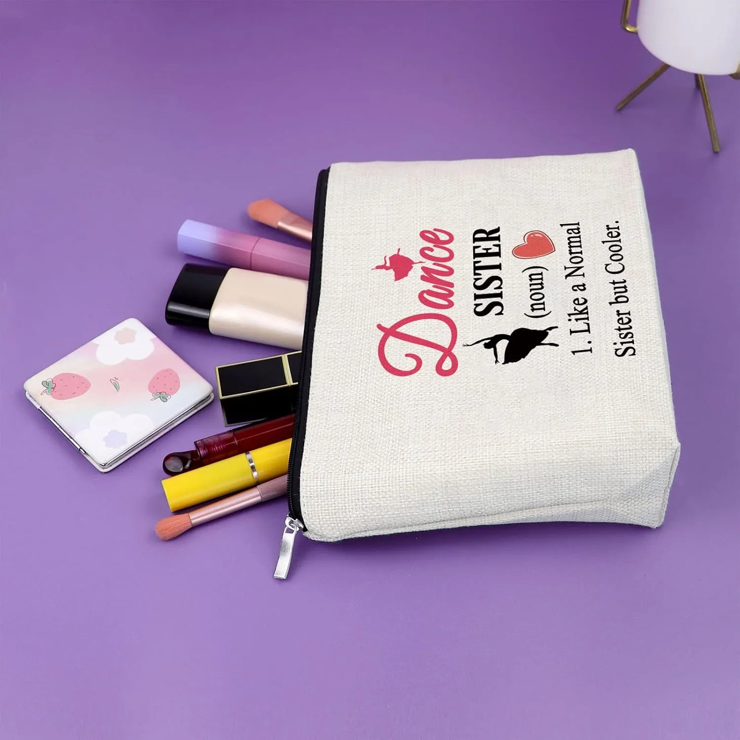 Sister Dance Makeup Bag - Themed Gifts for Girls & Women, Cosmetic Bag for Dance Teams, Graduation & Birthday Gifts, Travel Pouch