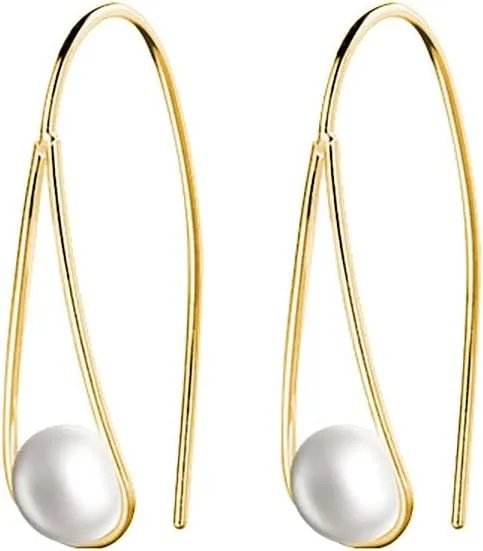 SLUYNZ Sterling Silver Pearls Drop Earrings for Women Pearls Dangle Earrings Threader