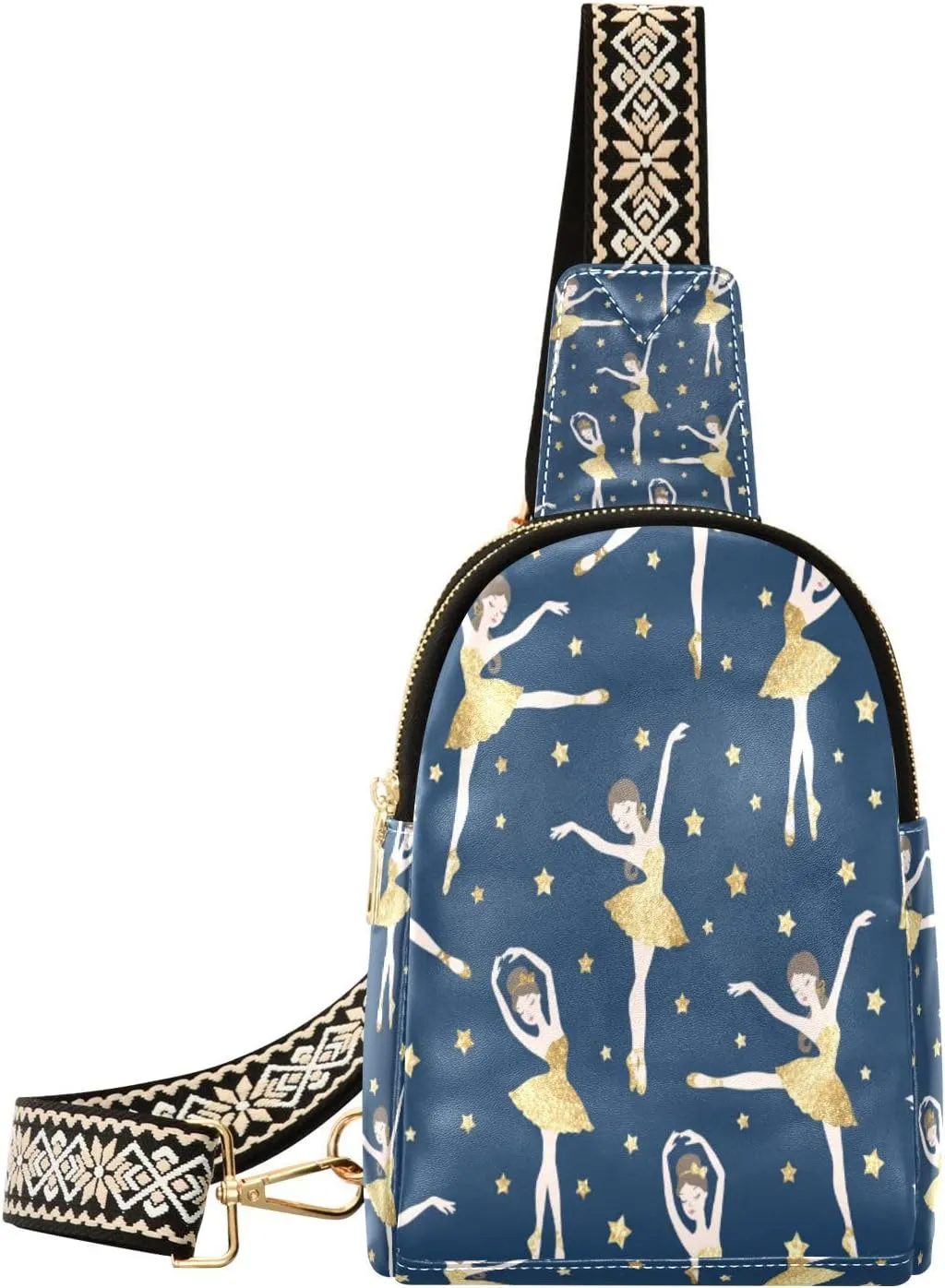Small Sling Bag for Women Ballerinas Sparkle Stars Leather Crossbody Fanny Packs Fashion Waist Packs