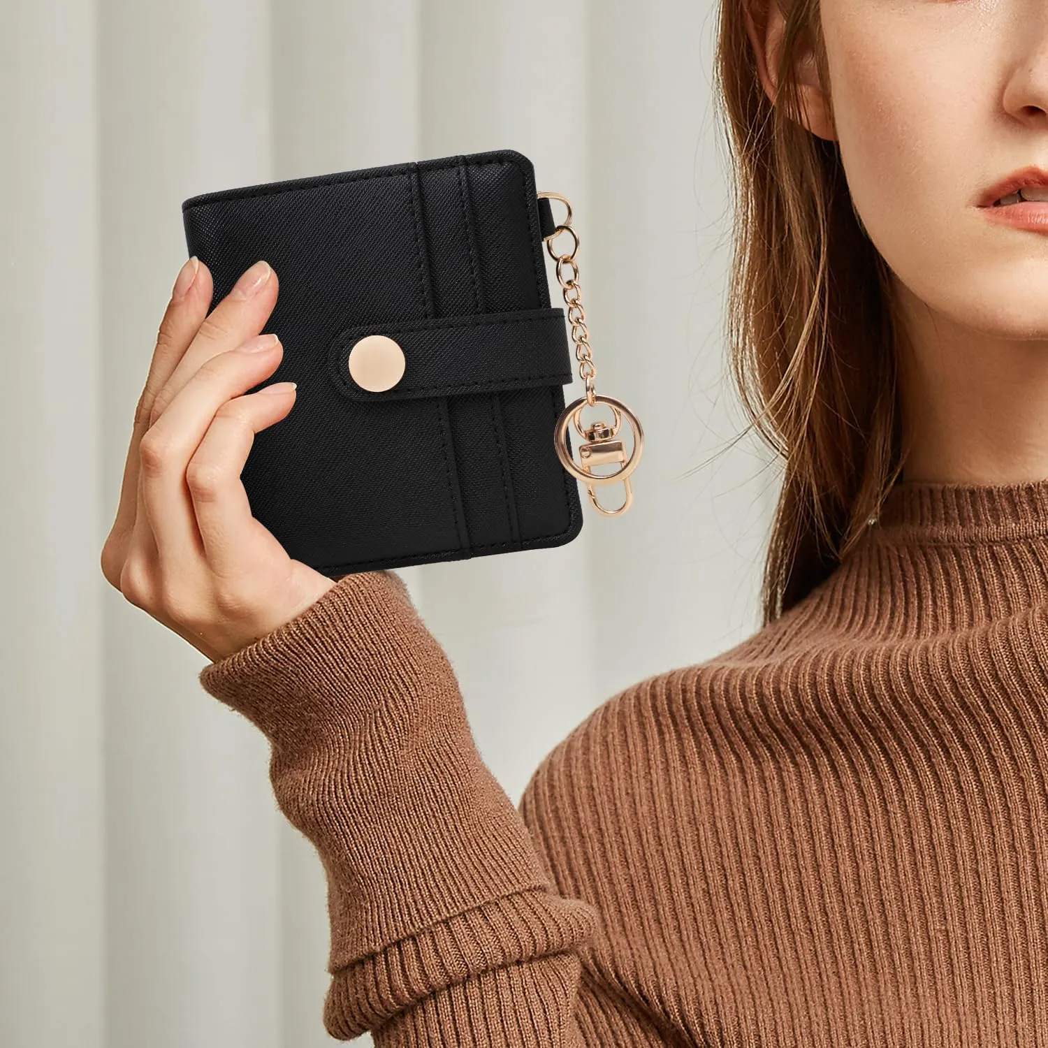 Small Womens Wallet, RFID Blocking Credit Card Holder Slim Bifold Purse with Zipper Coin Pocket, Keychain, ID Window