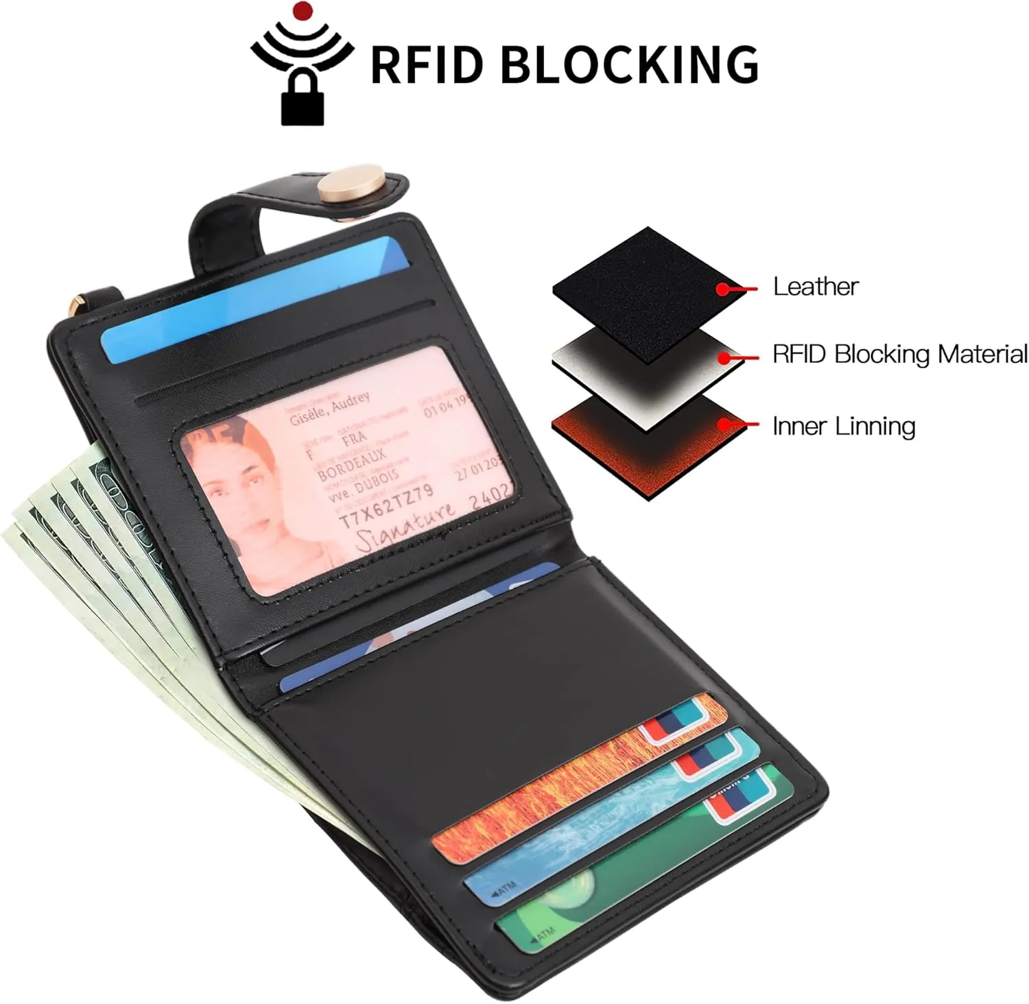 Small Womens Wallet, RFID Blocking Credit Card Holder Slim Bifold Purse with Zipper Coin Pocket, Keychain, ID Window