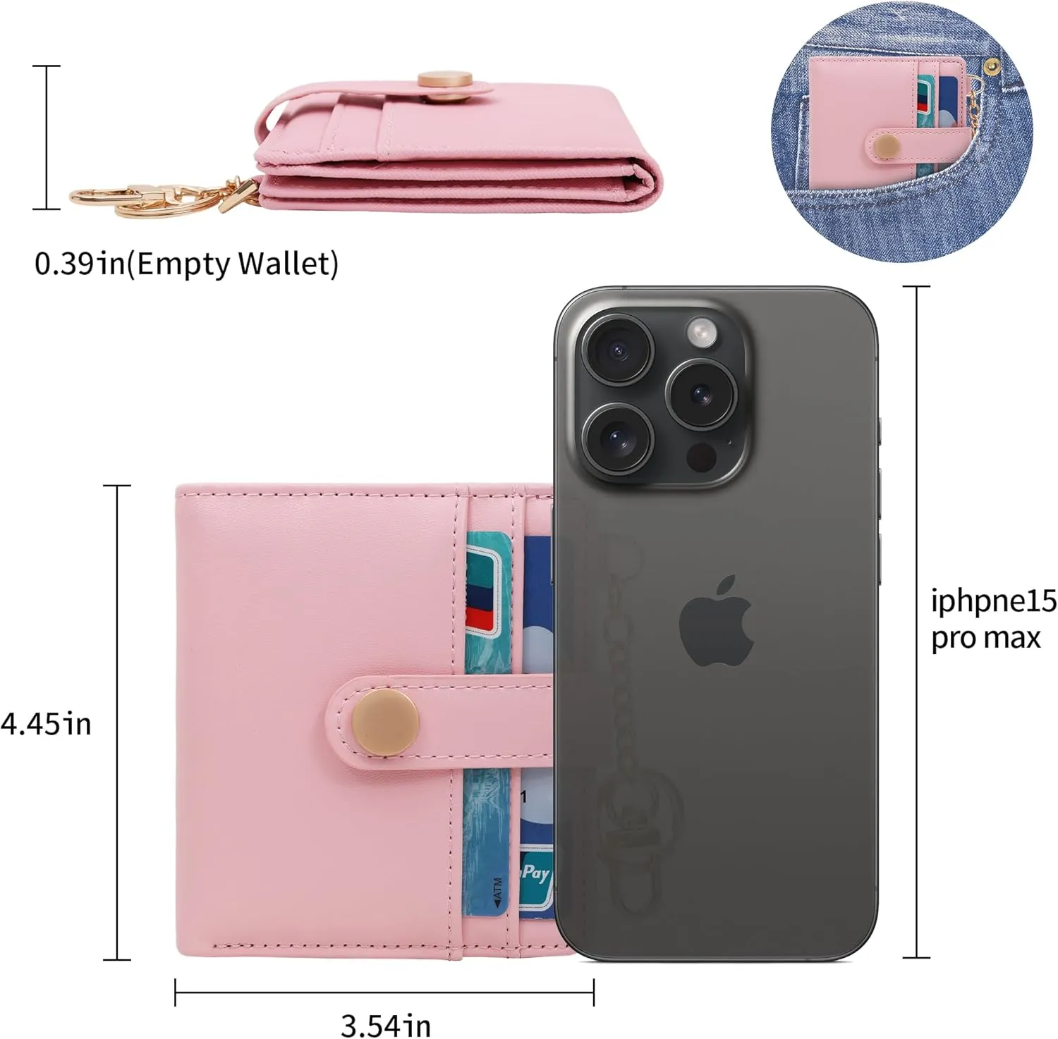 Small Womens Wallet, RFID Blocking Credit Card Holder Slim Bifold Purse with Zipper Coin Pocket, Keychain, ID Window