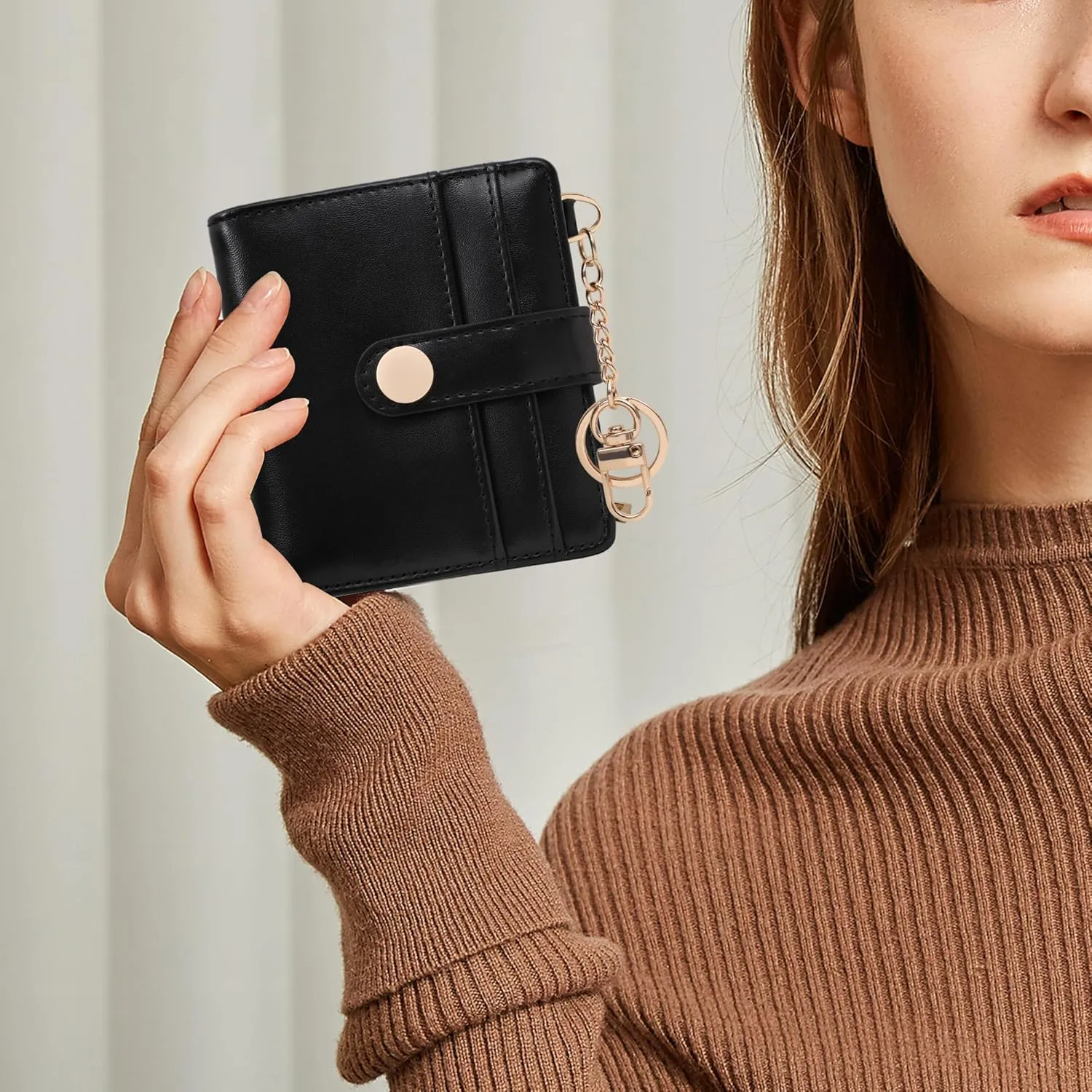Small Womens Wallet, RFID Blocking Credit Card Holder Slim Bifold Purse with Zipper Coin Pocket, Keychain, ID Window
