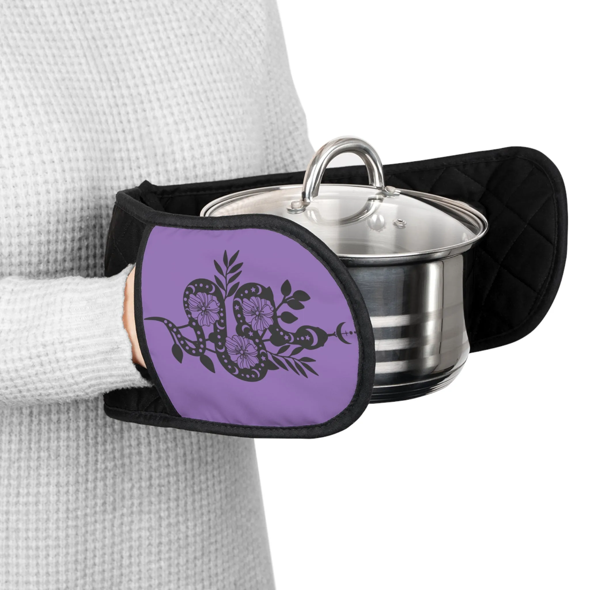 Snake and Flower Purple Oven Mitts Gloves