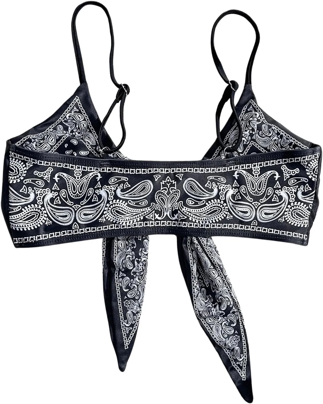 SOLY HUX Bikini Tops for Women Paisley Print Tie Front Swimsuit Bathing Suit Tops