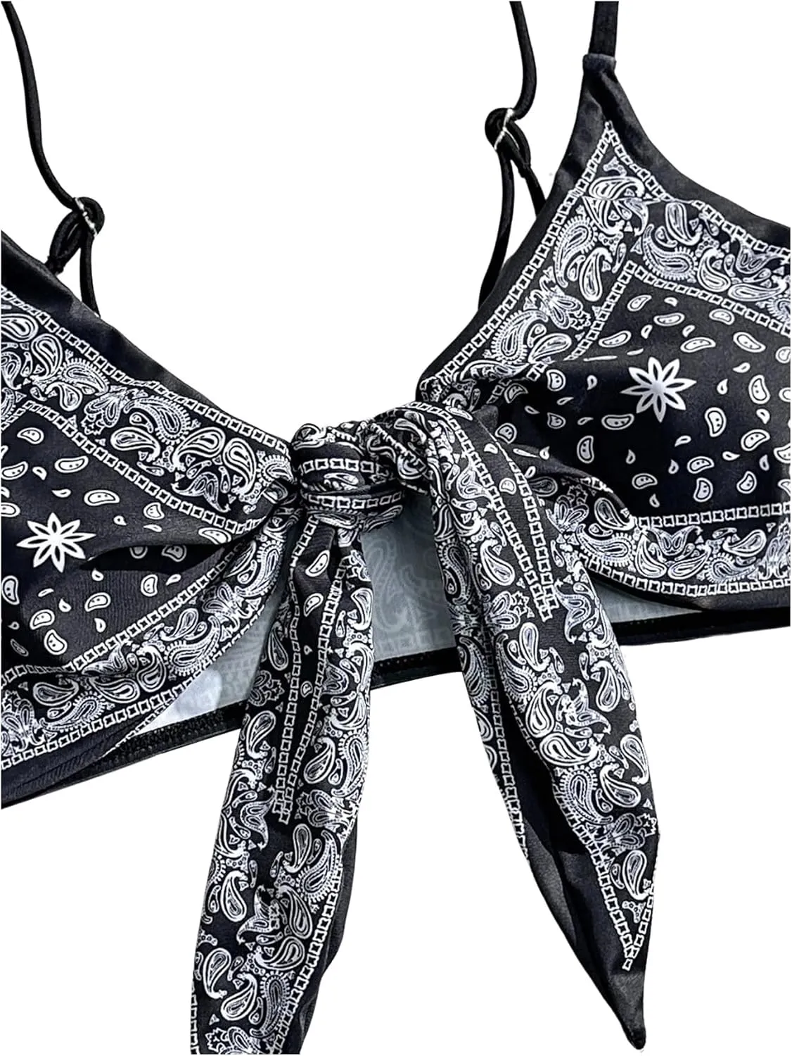 SOLY HUX Bikini Tops for Women Paisley Print Tie Front Swimsuit Bathing Suit Tops