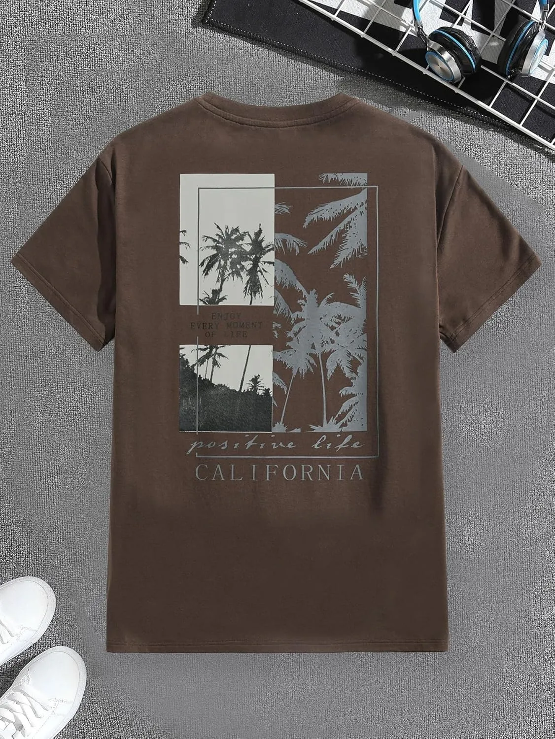 SOLY HUX Men's Graphic Tees Letter Print Casual Short Sleeve T Shirts Summer Tops Vintage Tees