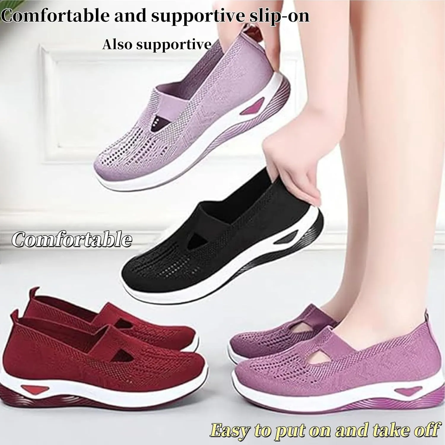 Stanceflex Shoes for Women, Stanceflex Orthopedic All-Day Comfort Sneakers, Women's Comfortable Breathable Knitted Sneakers