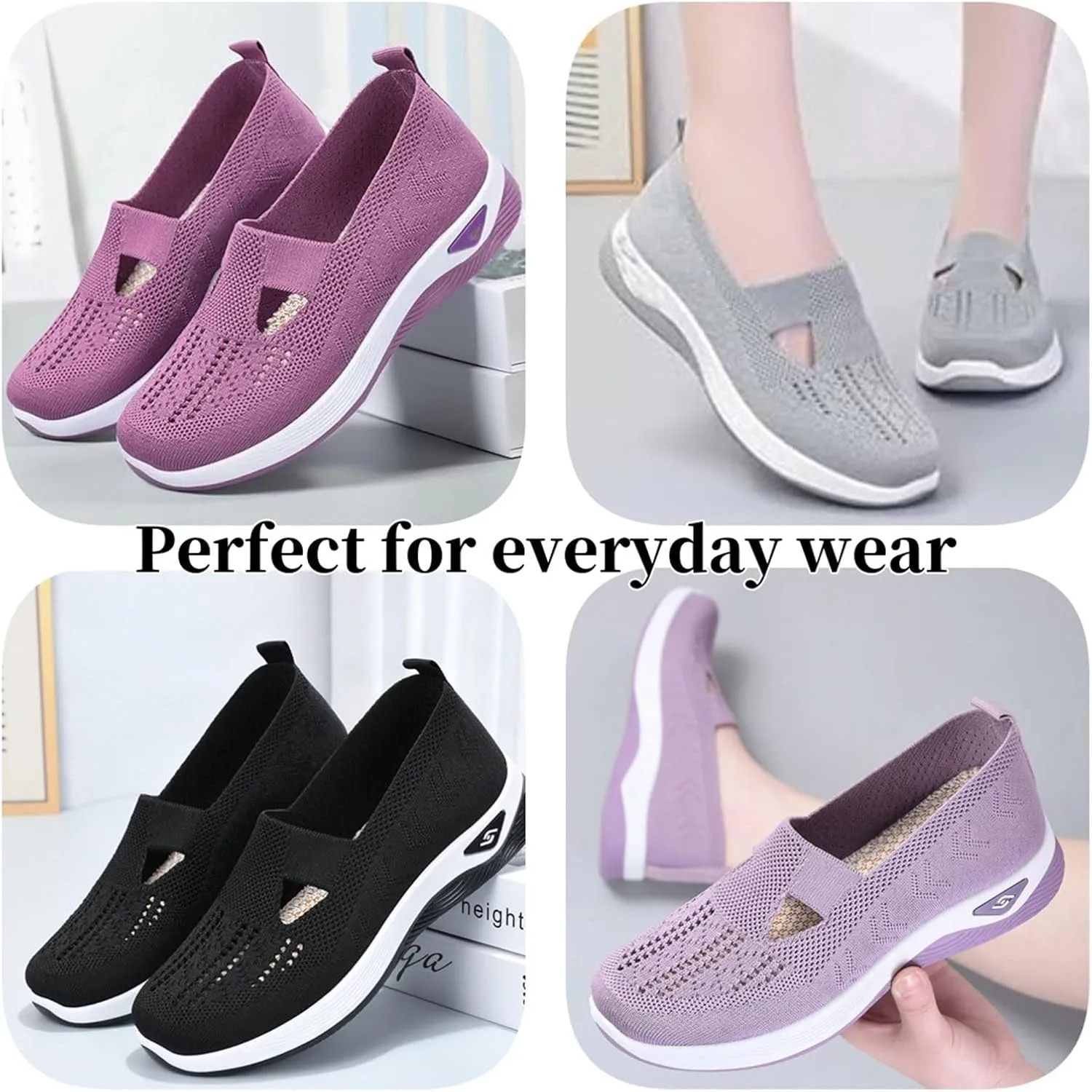 Stanceflex Shoes for Women, Stanceflex Orthopedic All-Day Comfort Sneakers, Women's Comfortable Breathable Knitted Sneakers