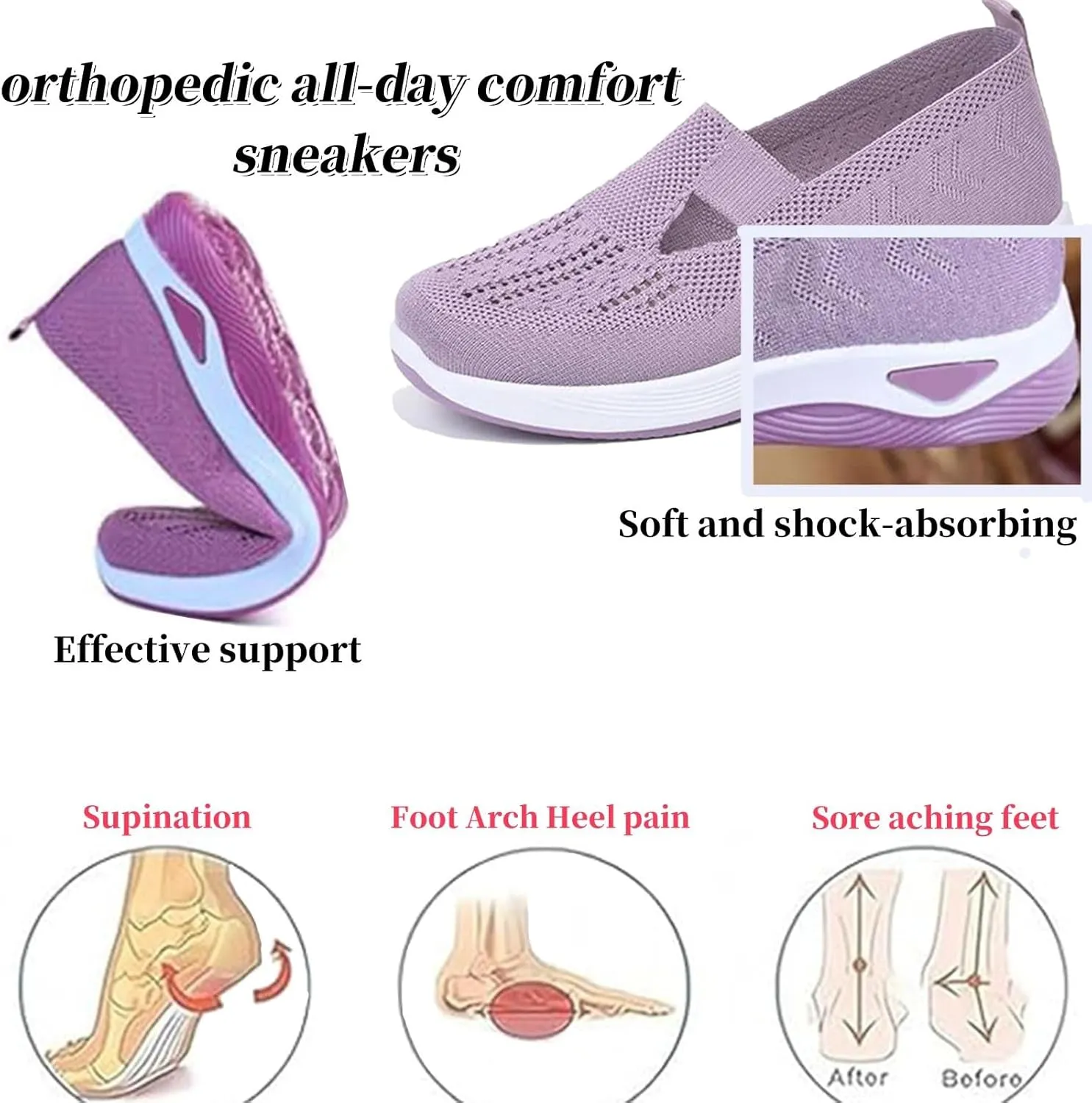 Stanceflex Shoes for Women, Stanceflex Orthopedic All-Day Comfort Sneakers, Women's Comfortable Breathable Knitted Sneakers