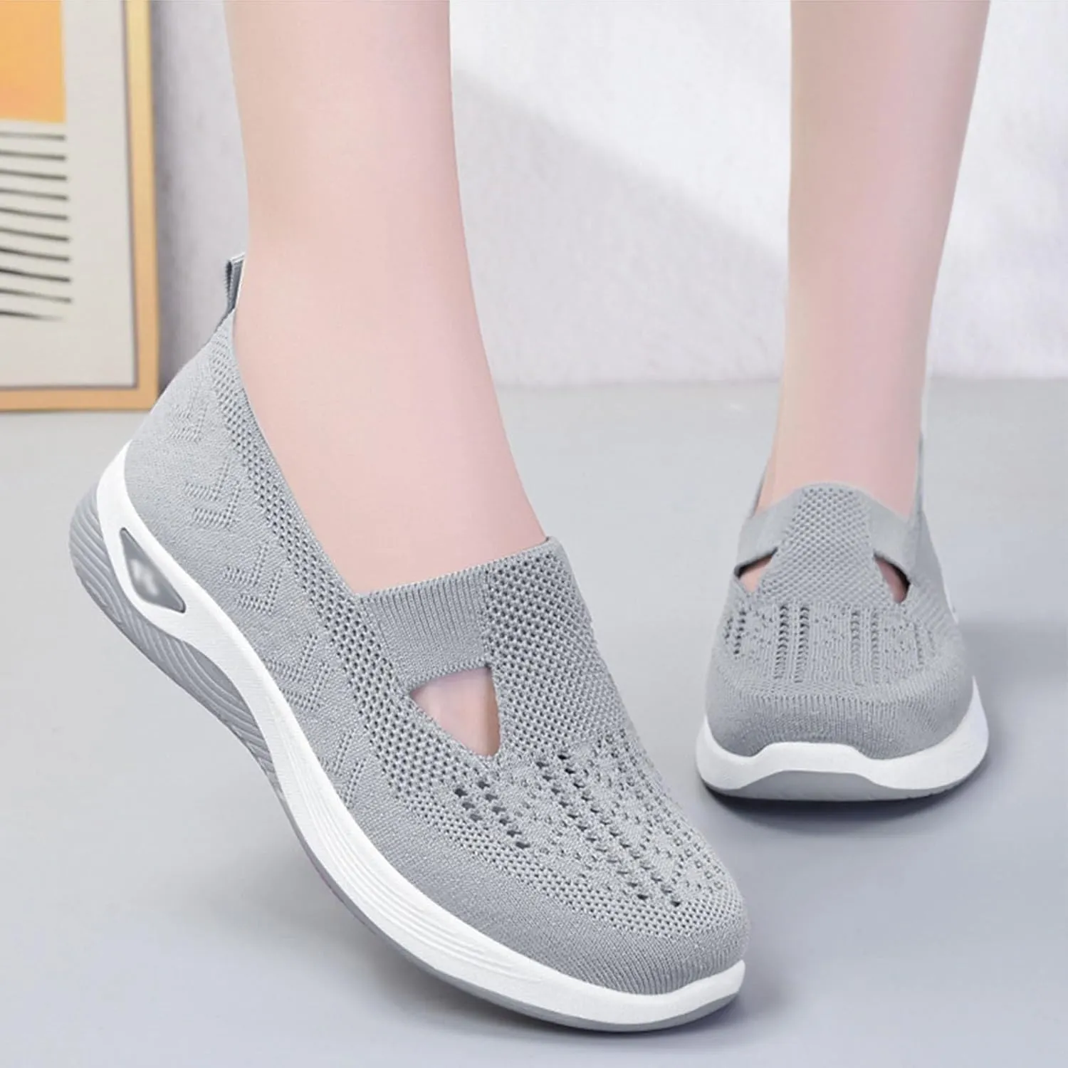 Stanceflex Shoes for Women,2025 Women's Orthopedic Comfortable Breathable Knitted Sneakers-Slip-On Shoes with Arch Support
