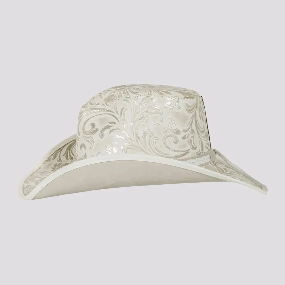 Sterling | Womens Genuine Leather White Cowgirl Hat
