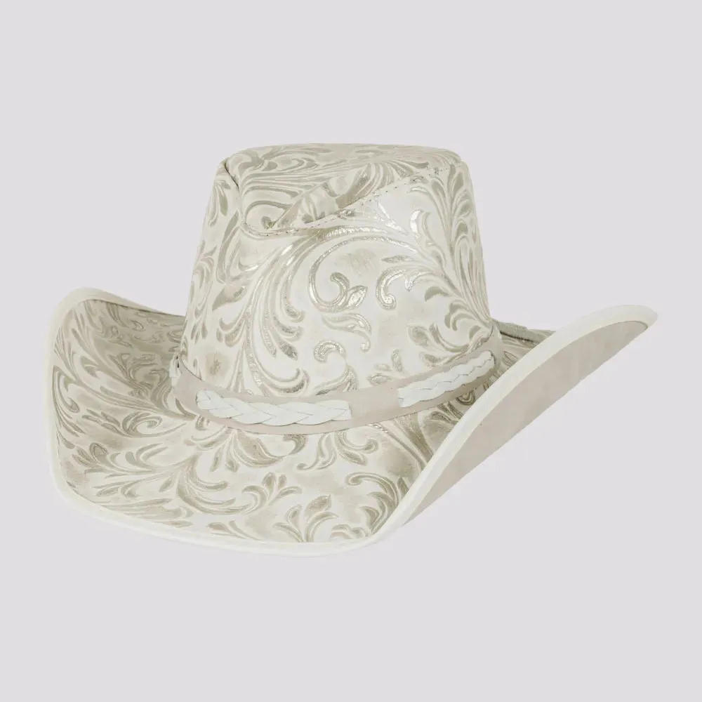 Sterling | Womens Genuine Leather White Cowgirl Hat