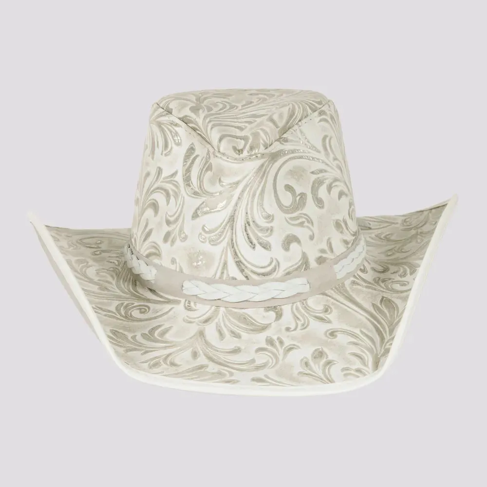 Sterling | Womens Genuine Leather White Cowgirl Hat