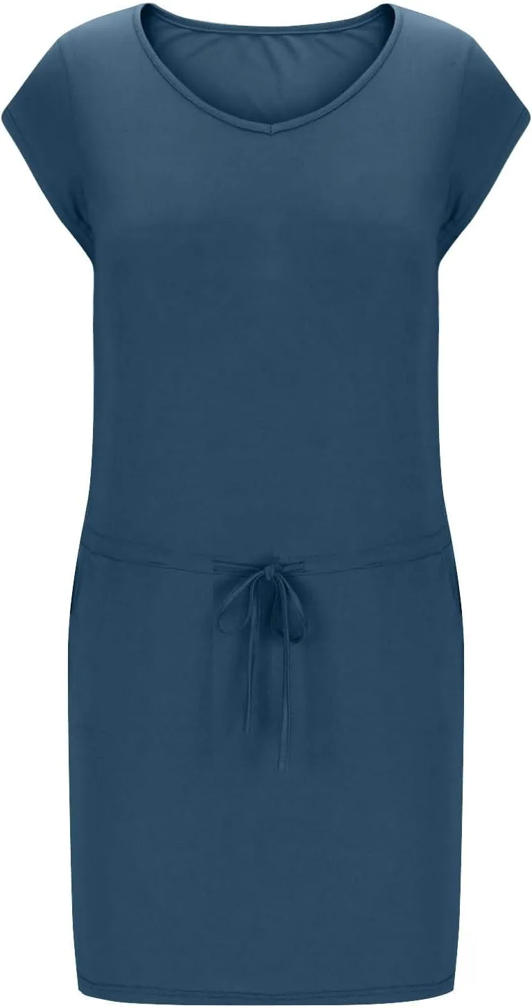 Summer Dresses for Women Short Sleeve Loose Tshirt Dress V-Neck Comfy Casual Sundresses with Pockets