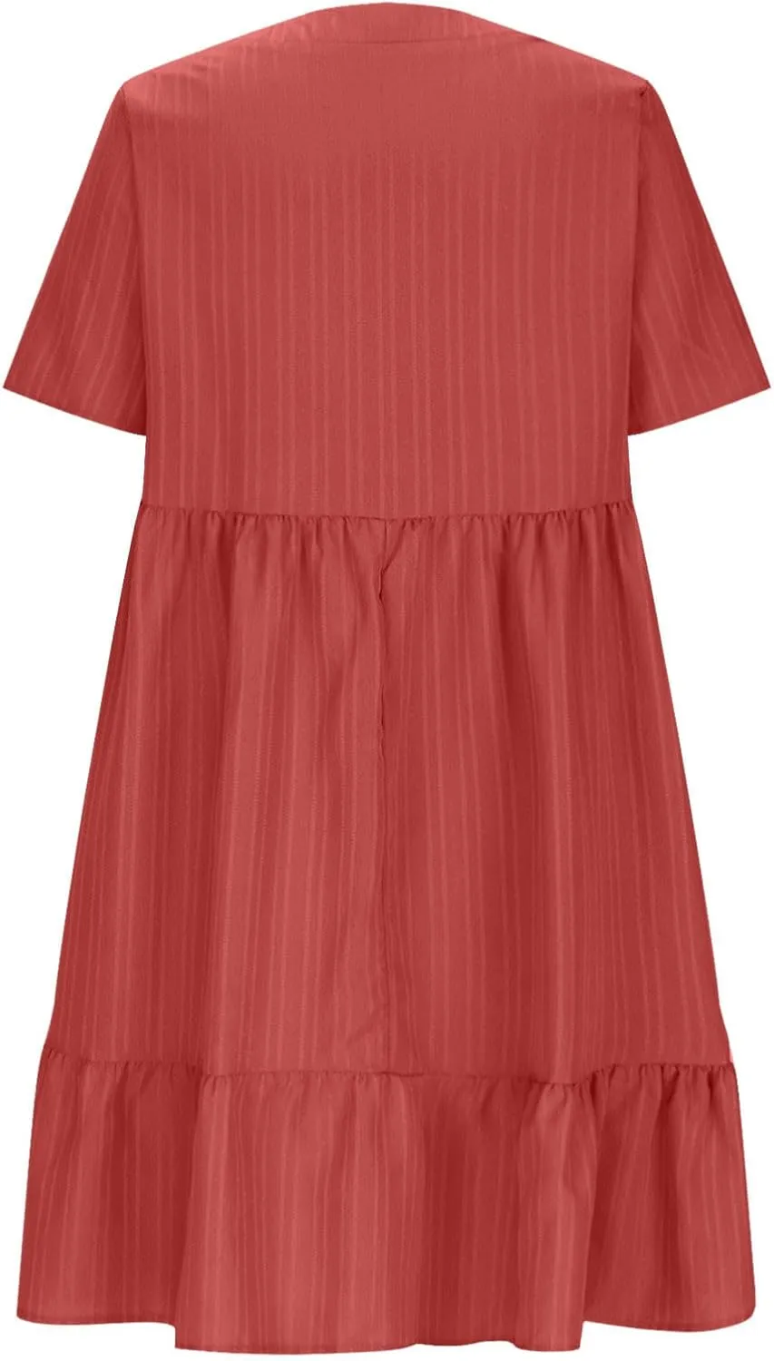 Summer Dresses for Women Short Sleeve V Neck Vacation T Shirt Dress Ruffle Pleated Flowy Beach Sundresses