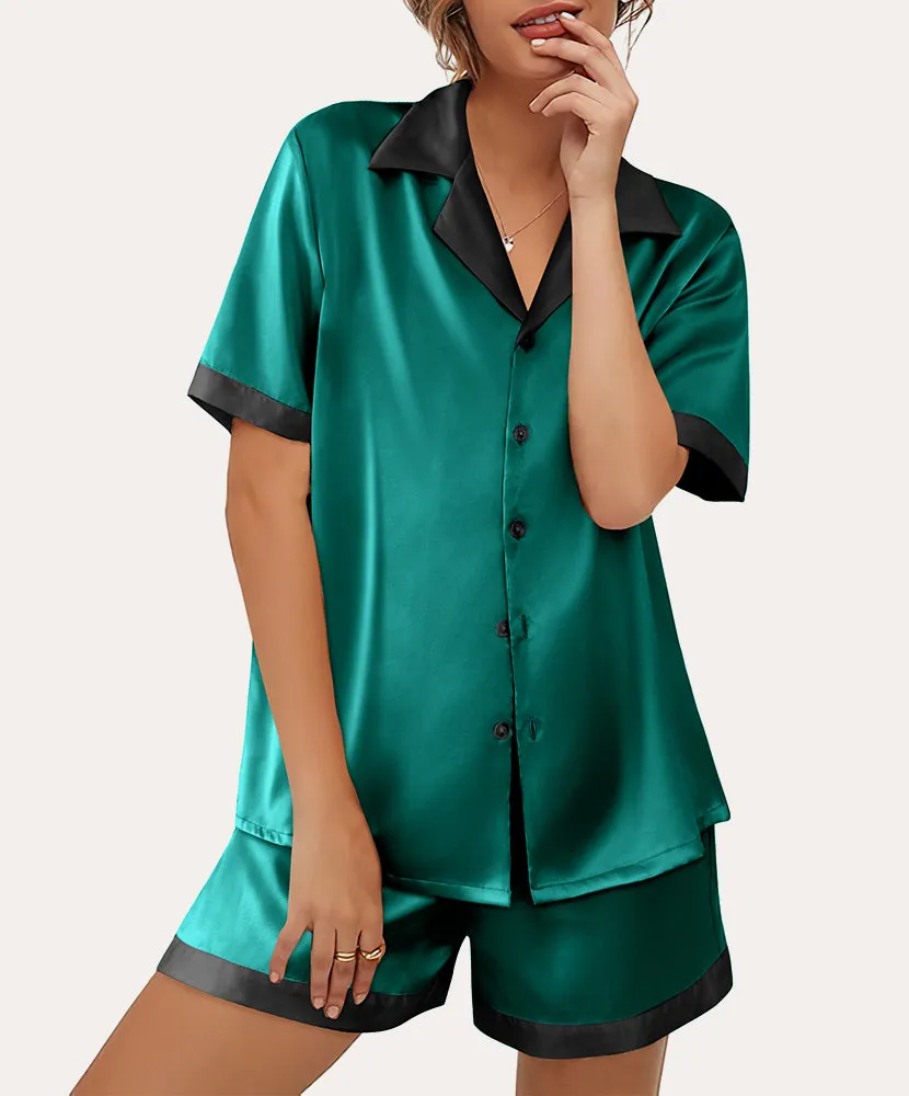 Summer Satin Button Down Pajamas Set (US Only)