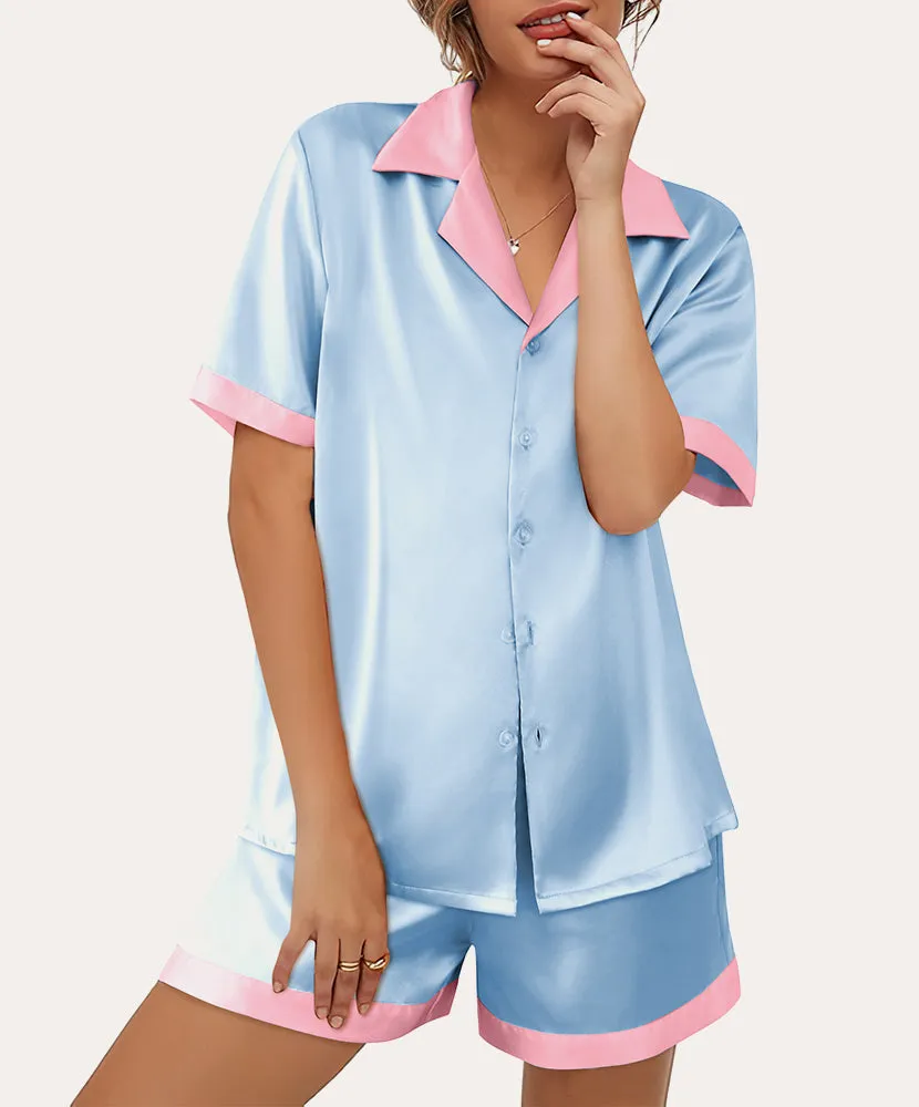 Summer Satin Button Down Pajamas Set (US Only)