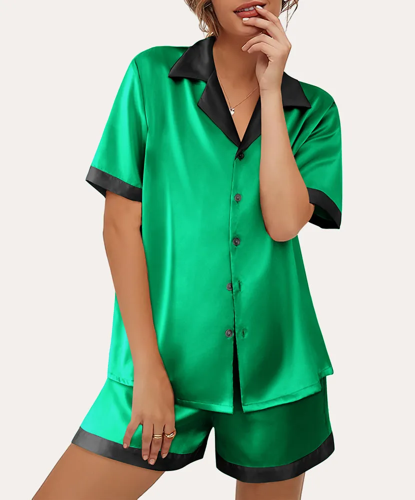 Summer Satin Button Down Pajamas Set (US Only)