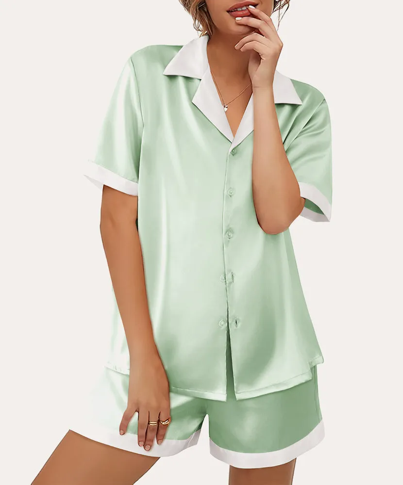 Summer Satin Button Down Pajamas Set (US Only)