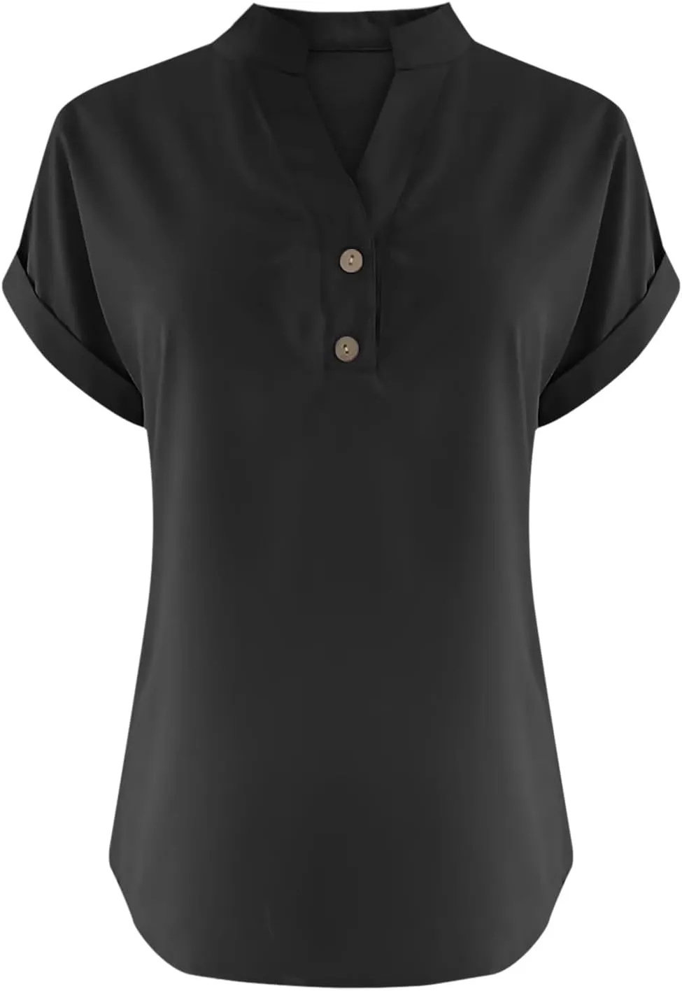 Summer Tops for Women 2025 Trendy Short Sleeve Cotton Linen Shirt Casual Button V Neck Tunic Blouses Work Outfits