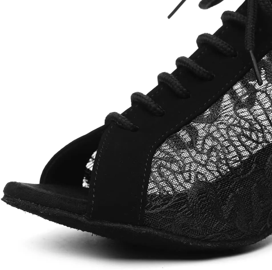 SWDZM Womens Latin Dance Shoes Lace up Ballroom Salsa Tango Dance Practice Shoes,Model L595