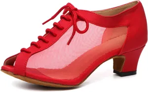 SWDZM Womens Latin Dance Shoes Lace up Ballroom Salsa Tango Dance Practice Shoes,Model L595