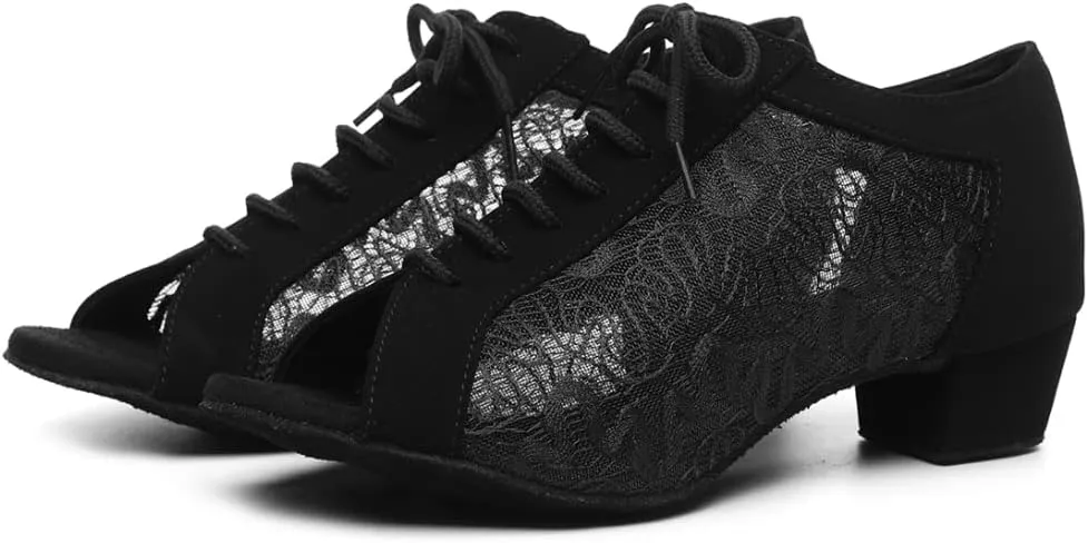 SWDZM Womens Latin Dance Shoes Lace up Ballroom Salsa Tango Dance Practice Shoes,Model L595