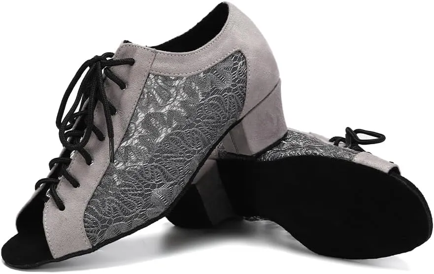 SWDZM Womens Latin Dance Shoes Lace up Ballroom Salsa Tango Dance Practice Shoes,Model L595