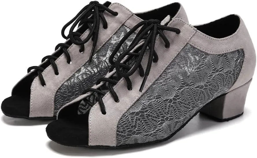 SWDZM Womens Latin Dance Shoes Lace up Ballroom Salsa Tango Dance Practice Shoes,Model L595