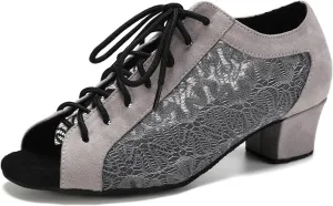 SWDZM Womens Latin Dance Shoes Lace up Ballroom Salsa Tango Dance Practice Shoes,Model L595