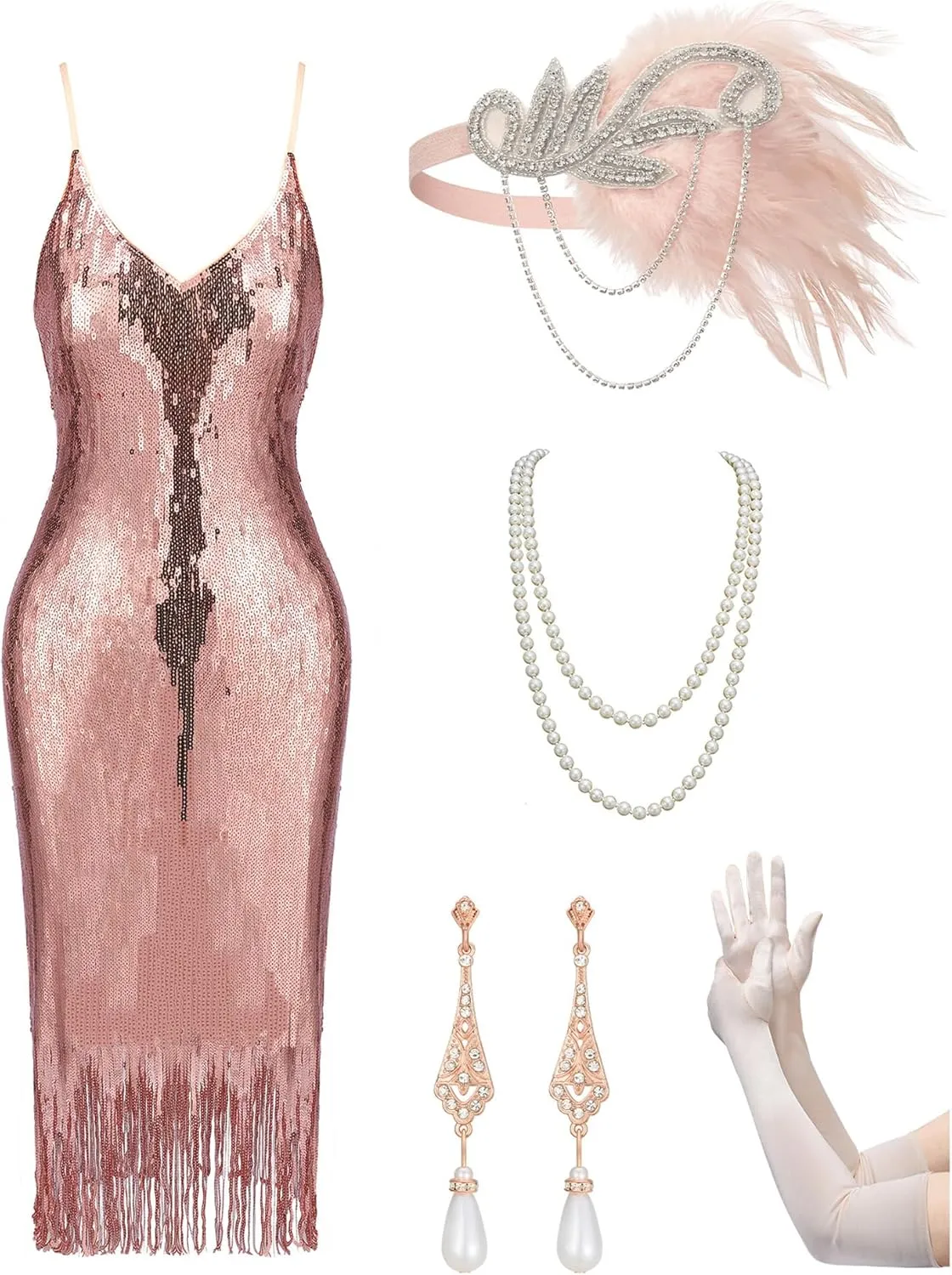 SWEETV 1920s Dresses for Women & Evening Clutch Purse