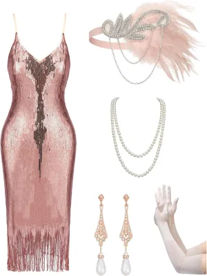 SWEETV 1920s Dresses for Women & Evening Clutch Purse