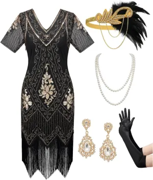 SWEETV 1920s Dresses for Women & Evening Clutch Purse